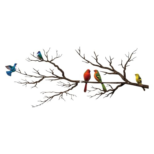 Large Metal Bird Branch Wall Art Silhouette for Indoor and Outdoor Decor