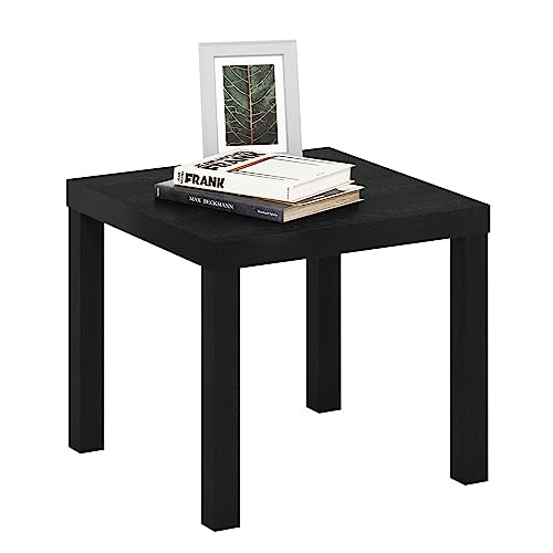 Modern Minimalist Square Side End Table - Black Accent Nightstand
