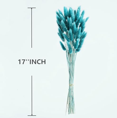 120 PCS Teal Dried Pampas Grass Decor, 17-Inch Boho Floral Arrangement