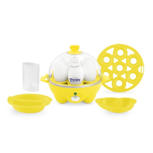 PEEPS & Dash Rapid Egg Cooker - Boiler, Poacher & Steamer - Includes Measuring & Recipe Guide - Dishwasher Safe - Holds 7 Eggs, Yellow
