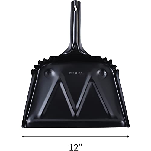 Heavy-Duty Metal Dustpan - 12 Inch 20-Gauge Steel Cleaning Dust Pan