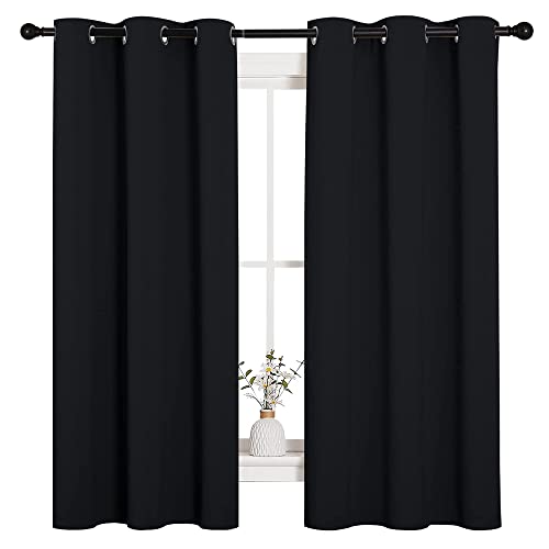 NICETOWN Blackout Curtains Thermal Insulated 42x63 Black 2 Panels