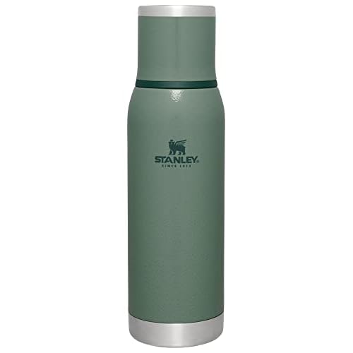 Stanley Adventure-To-Go Vacuum Bottle 25 oz | Wide Mouth with Leakproof Cup Lid | Keep Drinks Hot or Cold | Packable for Travel | Insulated Stainless Steel Thermal Bottle | BPA-Free | Hammertone Green