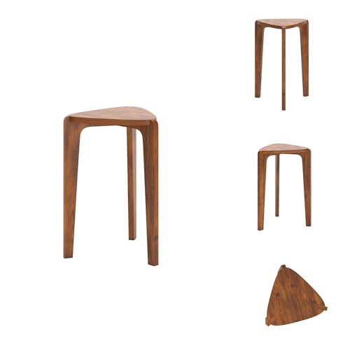 Triangular Nesting Side Tables, Solid Wood Set of 2, Medium Brown