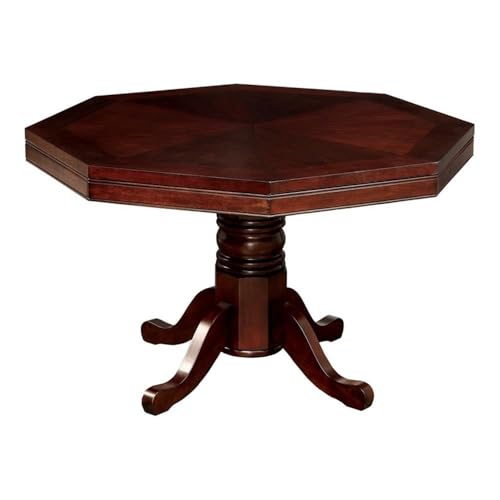 48-Inch Octagon Wood Gaming Table with Interchangeable Top and Cupholders