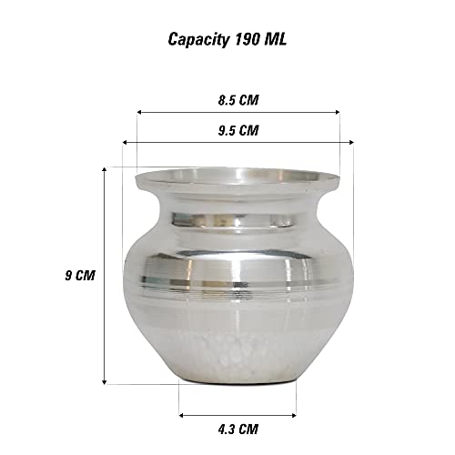 Silver Plated Kalash Pot - Medium Decorative Vessel for Puja and Rituals