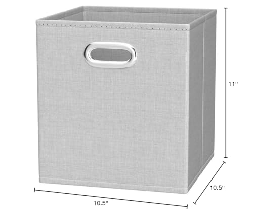 Collapsible Fabric Cube Storage Bins with Handles Light Grey 6-Pack 10.5 Inch