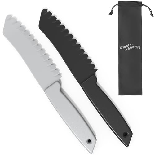 2-Piece Plastic Kitchen Knife Set with Serrated Blade for Kids and Fruit Cutting