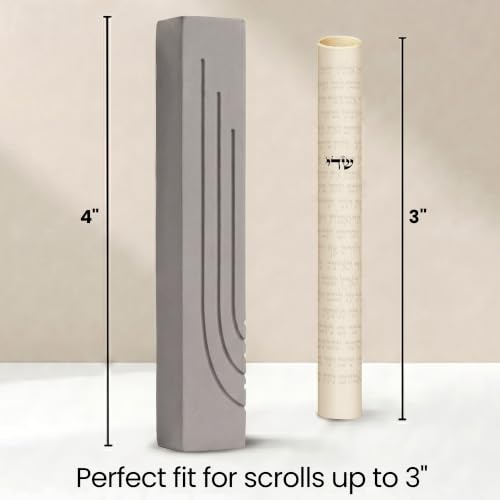 Modern Concrete Mezuzah Case - 4 Inch Gray with Self-Adhesive Backing