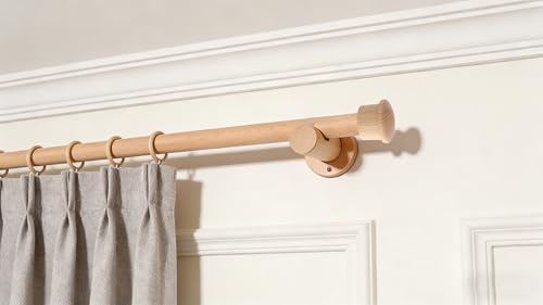 4 Pcs Solid Wood Curtain Rod Finials for 27-29mm Rods, Minimalist Caps