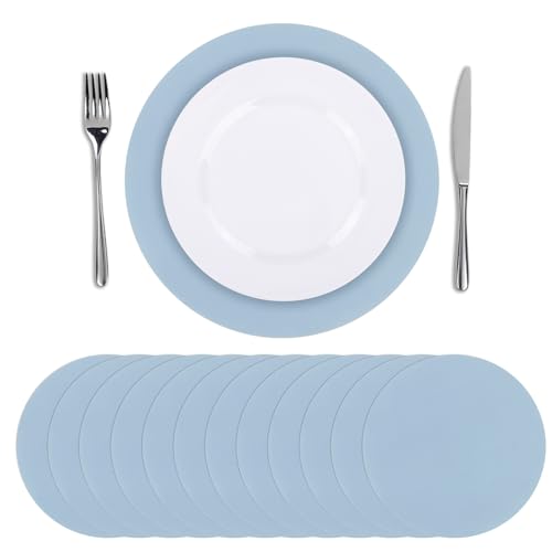 13-Inch Round Disposable Paper Placemats, Dusty Blue, 100-Pack