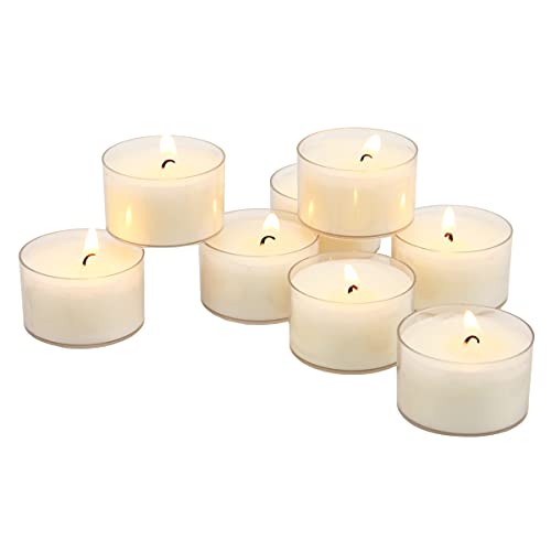 White Unscented Tea Light Candles in Clear Cups - 6-7 Hour Burn Time (96 Pack)