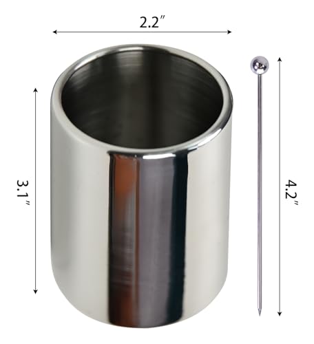 Lexenic Cocktail Picks Set with Holder - Needle Silver, 12 Stainless Steel Martini Skewers