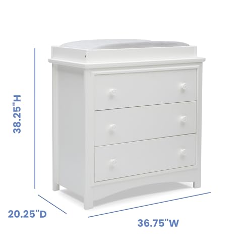 3-Drawer Nursery Dresser with Removable Changing Top, Bianca White