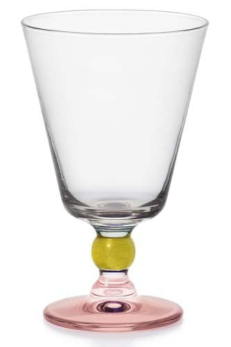 Decorative Wine Goblets with Rose Stem and Gold Ball Base - Set of 6