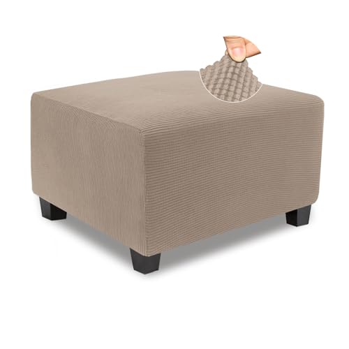 Large Stretch Knitted Ottoman Cover - Soft Jacquard Foot Stool Protector