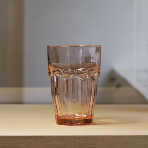 Stackable Tempered Glass Long Drink Glasses, 12.5 oz, Peach, Set of 6