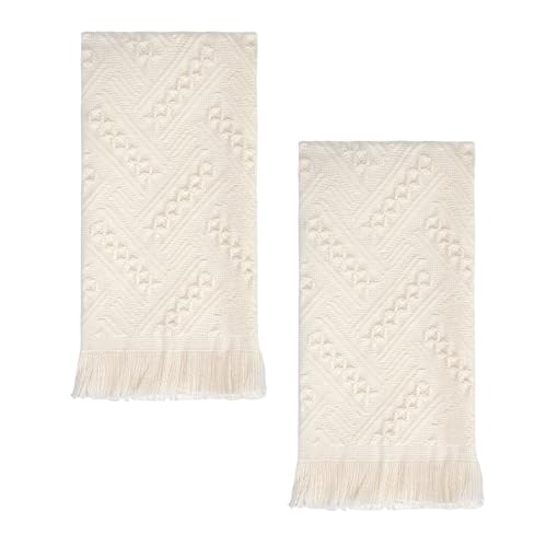 Boho Decorative Hand Towels, 100% Cotton Absorbent Towel Set - 14"x30" (2 Pack)