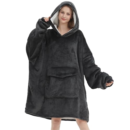 Oversized Wearable Blanket Hoodie - Soft Sherpa Fleece Loungewear