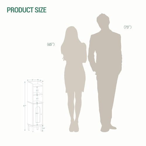 Narrow Bathroom Storage Cabinet with Adjustable Shelf, 33-Inch Tall