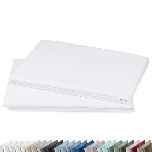 600 Thread Count 100% Cotton Sateen Pillowcases - Set of 2, Bright White