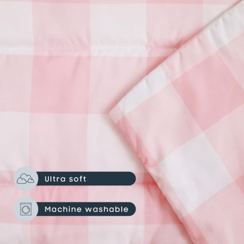 Wake In Cloud Toddler Nap Mat with Pillow & Blanket - Gingham Plaid Roll-Up Mat