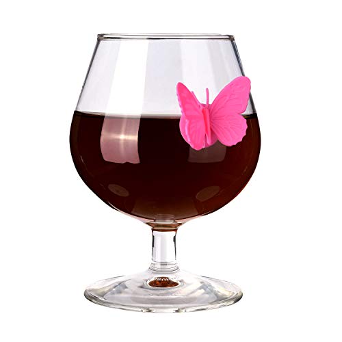 Butterfly Silicone Wine Glass Markers Set of 10 with Suction Cups – Reusable Drink Charms for Parties