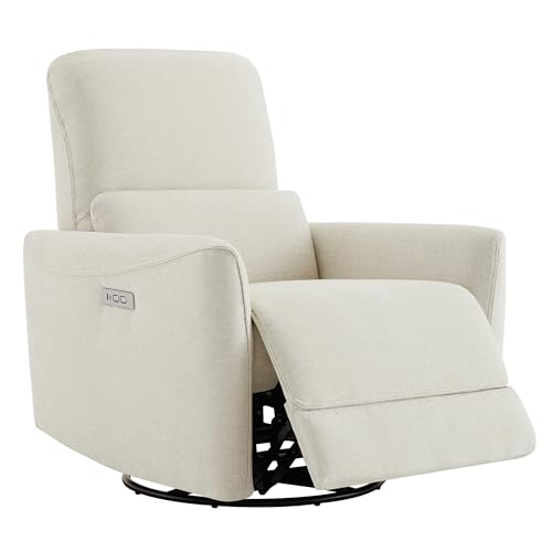 CHITA Power Swivel Glider Recliner Chair Medium Linen for Nursery & Living Room
