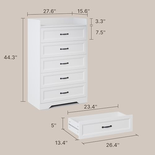 2-Piece Modern Farmhouse Bedroom Dresser Set with 5 and 6 Drawers
