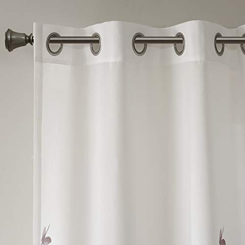 Madison Park Cecily Semi Sheer SINGLE Panel Window Curtain Burnout Botanical Print, Easy To Hang, Fits up to 1.25" Diameter Rod, 50x84", Leaves Mauve