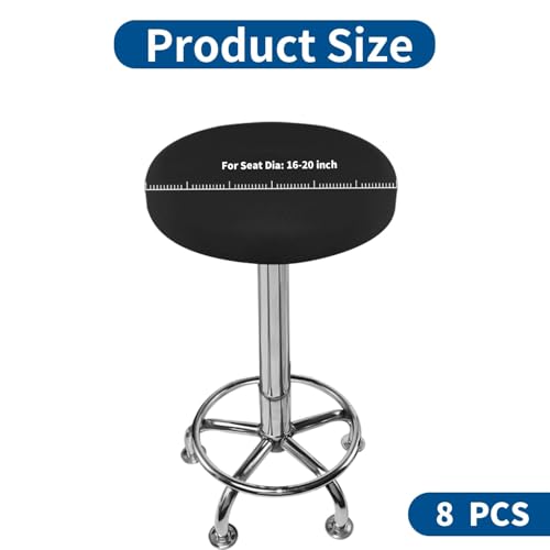 8 Pack Black Round Stool Covers - Stretchy Elastic Slipcovers for 16-20" Stools