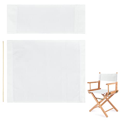 Director Chair Replacement Canvas Set with Wood Sticks - White Seat and Back