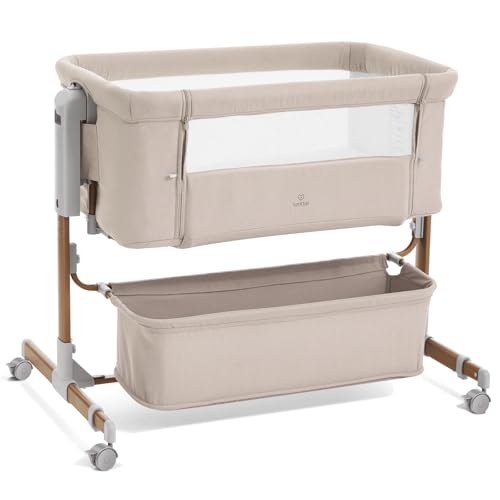 3-in-1 Baby Bassinet & Bedside Sleeper with Adjustable Height & Mattress