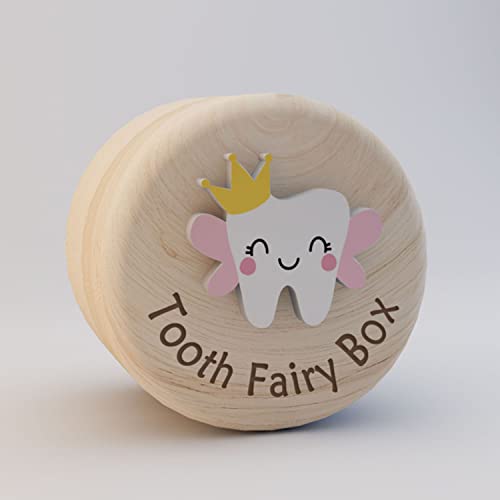 Tooth Fairy Wooden Keepsake Box - Lost Tooth Storage Box for Kids