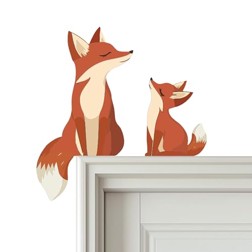 Wooden Fox Door Topper Set, Woodland Nursery Wall Decor, 8-Inch