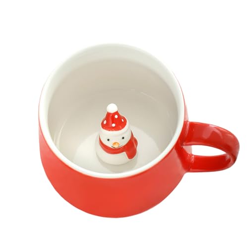 NDLBS Snowman Christmas 3D Coffee Mug - Cute Animal Inside, 12oz Ceramic Cup