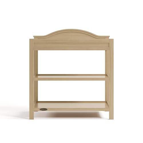 Wooden Baby Changing Table with Storage Shelves and Pad, Driftwood