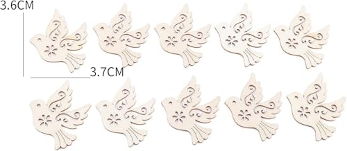 20PCS Peace Dove Figurine, Brown Wooden Ornaments Crafts Home
