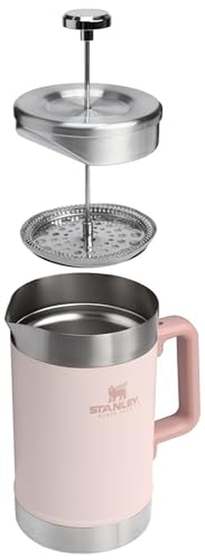 STANLEY Classic Stay-Hot French Press Coffee Maker 48 oz | 5 Minute Brew, 4 Hours Hot | Mesh Filter for Coffee Grounds | Insulated Stainless Steel French Press | BPA-Free | Rose Quartz