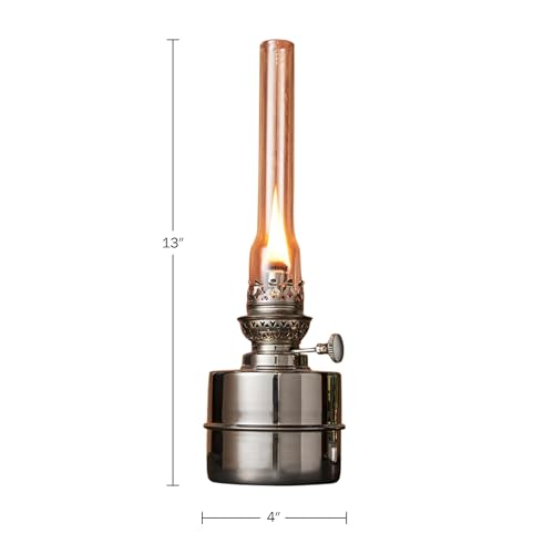 Extra-Bright Antique Nickel Hurricane Oil Lamp with Glass Chimney
