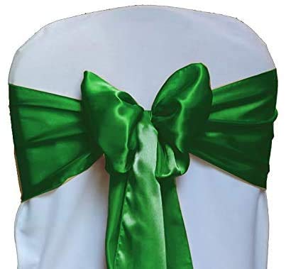 SARVAM FASHION Green Satin Chair Sashes Set of 10 Wedding Banquet Home Decor 7x108 Inches