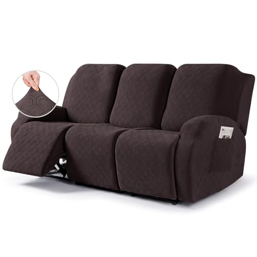 Stretch Recliner Couch Cover - Chocolate, 3 Seater, Soft & Washable Protector