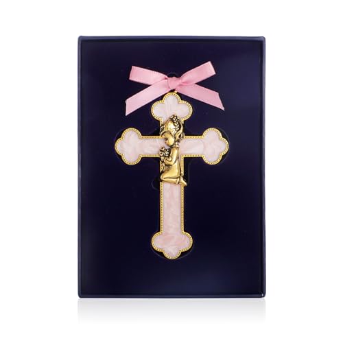 Pink Enamel Baby Wall Cross - Baptism and Christening Gift for Girls
