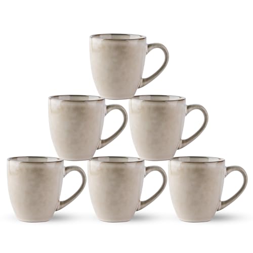 GBhome 12oz Ceramic Coffee Mug Set - Durable Stoneware Cups for Tea, Latte, Hot Cocoa, Dishwasher & Microwave Safe, Pack of 6