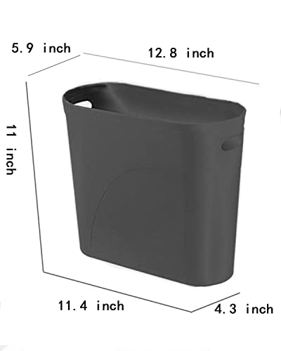 Small Slim Plastic Trash Can 3 Gallon Set of 2 White Wastebasket