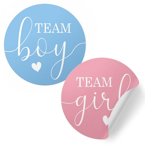 Pink & Blue Gender Reveal Stickers 40 Count – Team Boy & Girl Voting Decals for Party