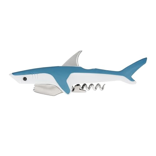 True Shark Waiters Corkscrew Wine Opener with Foil Cutter, Stainless Steel & Plastic