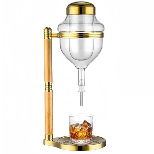 RODIETO Glass Whiskey Dispenser with Ice Chilled Inner Tank - Multi-Purpose Sake & Liquor Jug for Parties, Cold Hot Drinks, 750ml