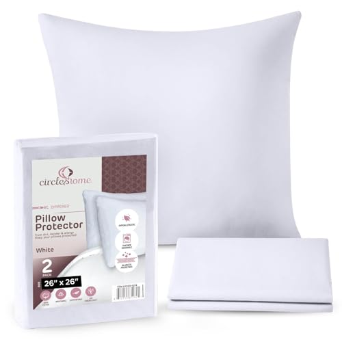 100% Cotton European Pillow Protectors - 26x26 Square Case - 4 Pack
