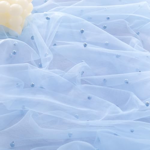 Sheer Pearl Gauze Table Runner 10FT - Rustic Tulle Decor for Weddings
